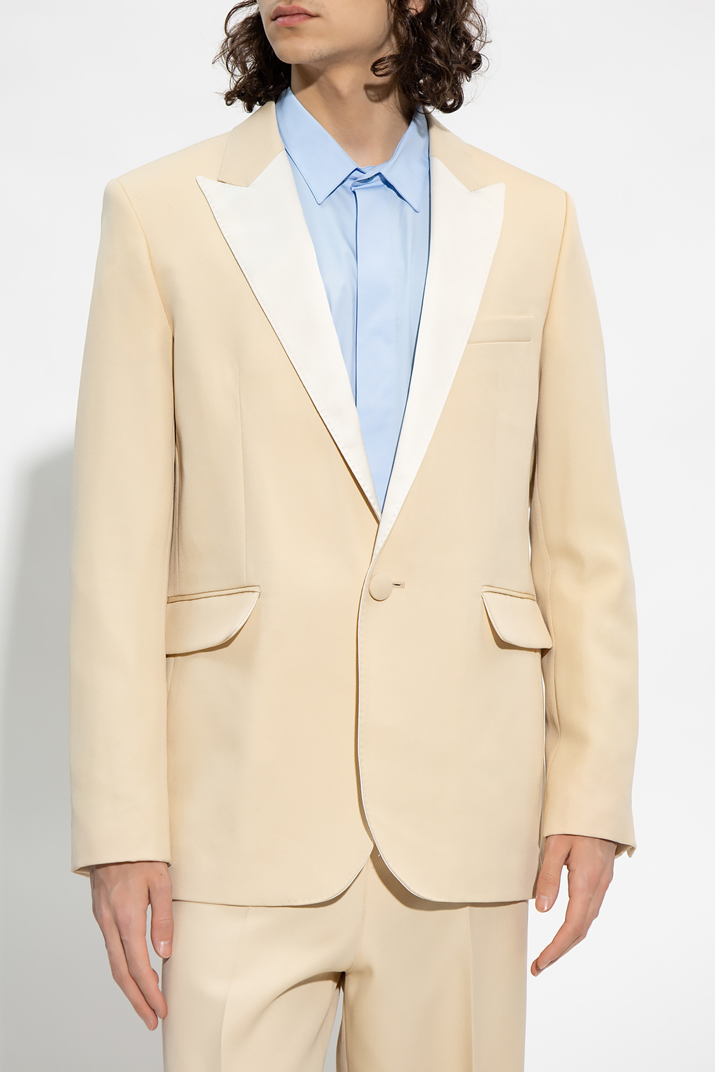 【送料&関税込】Ami Alexandre Mattiussi Beige Wool Coat AMI Alexandre Mattiussi Beige Oversized Two-Buttons Coat AMI